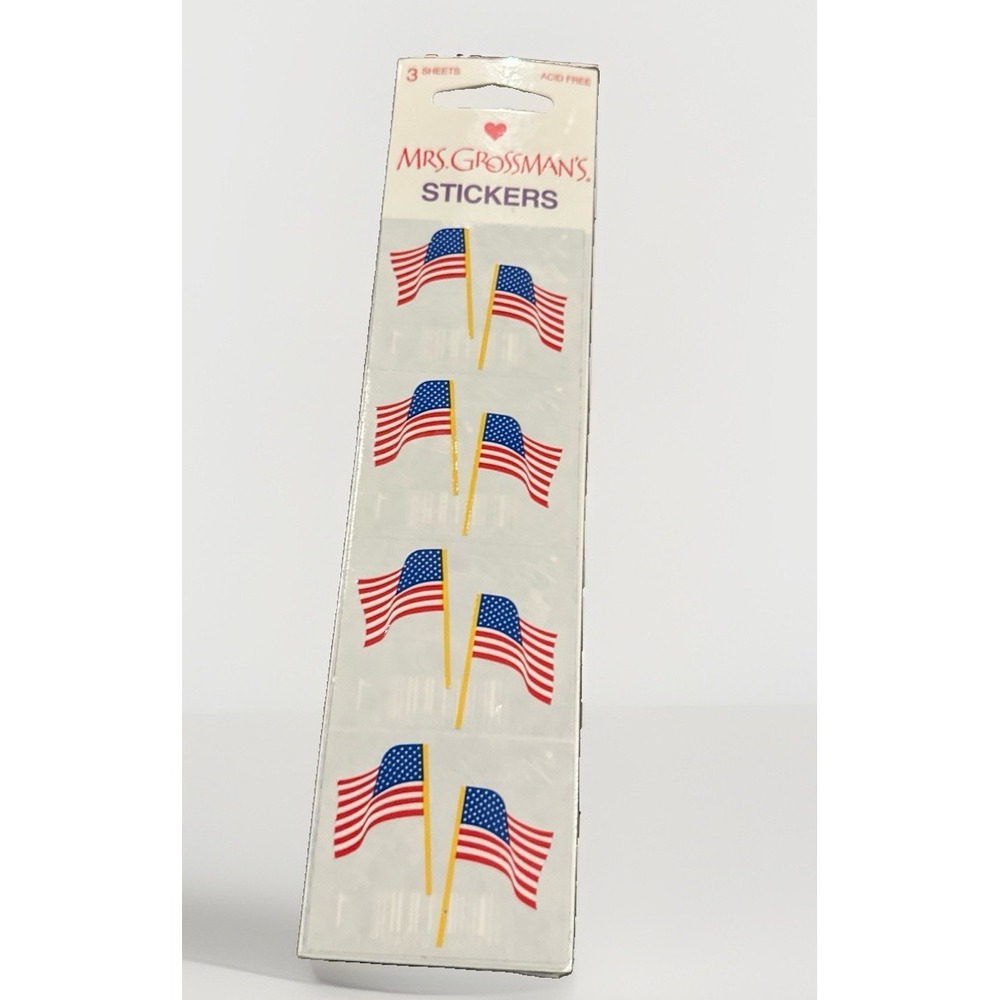 Vintage 1999 Mrs Grossmans American Flag Stickers Pack 3 Sheets Y2K NOS